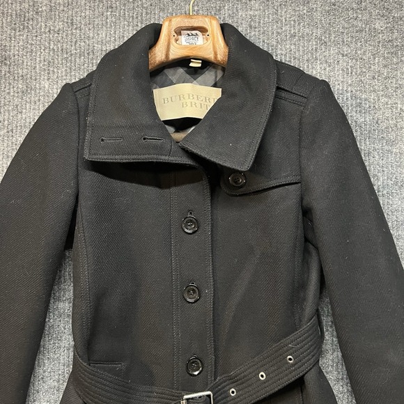 Burberry Brit Women's Rushfield Single Breasted Wool Coat Belted Size US 4 - Picture 3 of 16